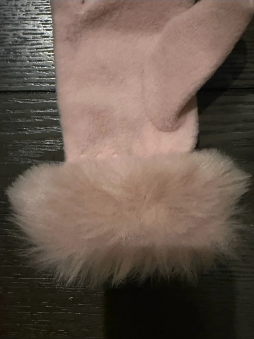 Kids Pink Faux-Fur Cuff Gloves